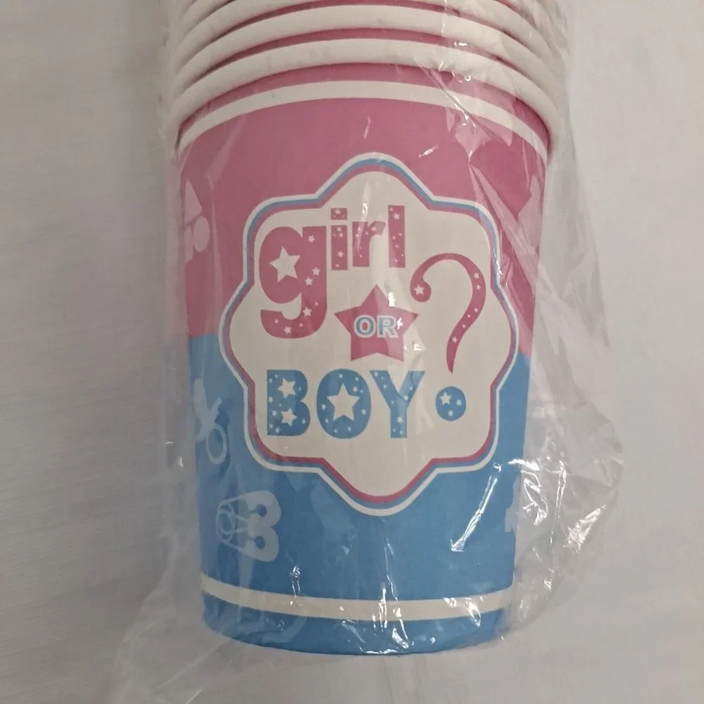 Gender Reveal Party Cups Girl Or Boy Paper Punch Drinking 24 count